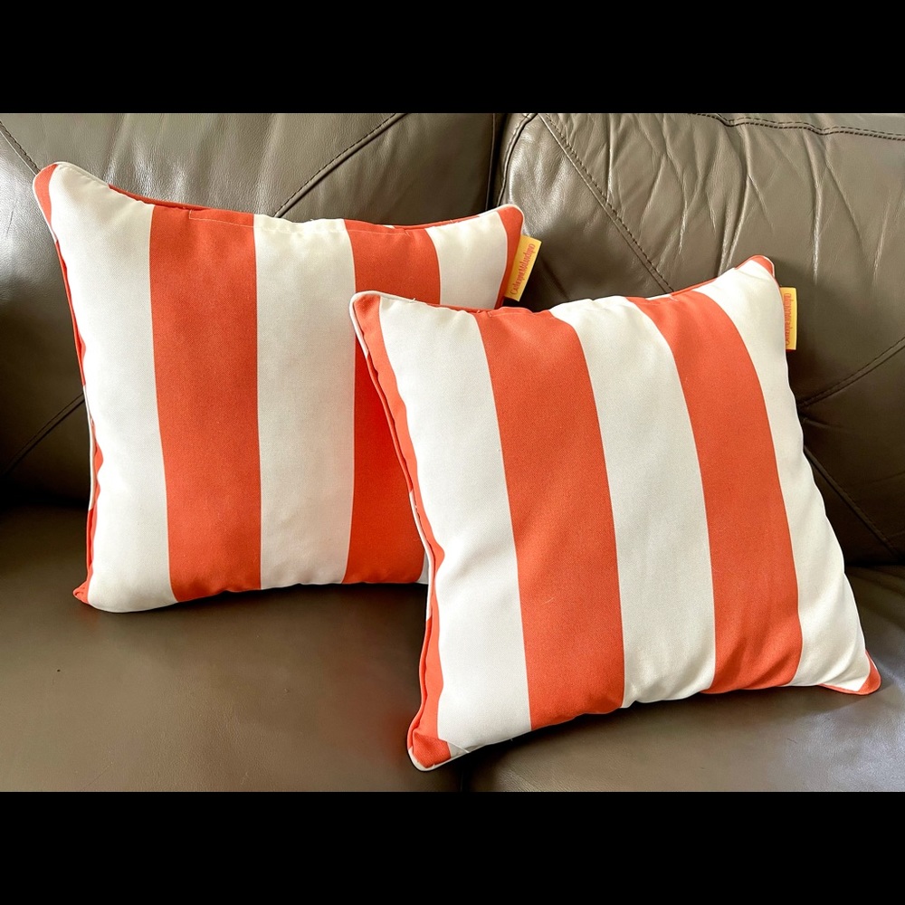Indoor/Outdoor Striped Throw Pillow Pair